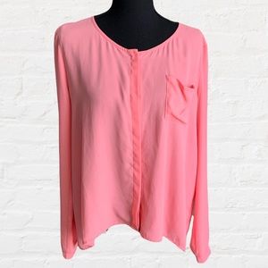 Chelsea 28 Long Sleeve Pink Lightweight Blouse Size Medium